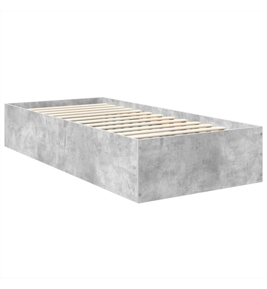 Cadre de lit Gris béton 75 x 190 cm Bois d'ingénierie