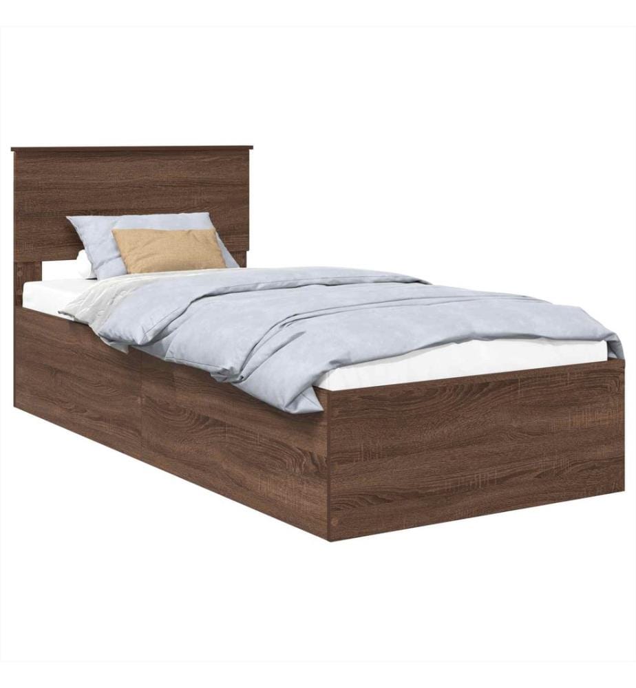 Bettrahmen Braun Eichen-Optik 75 x 190 cm Holzwerkstoff