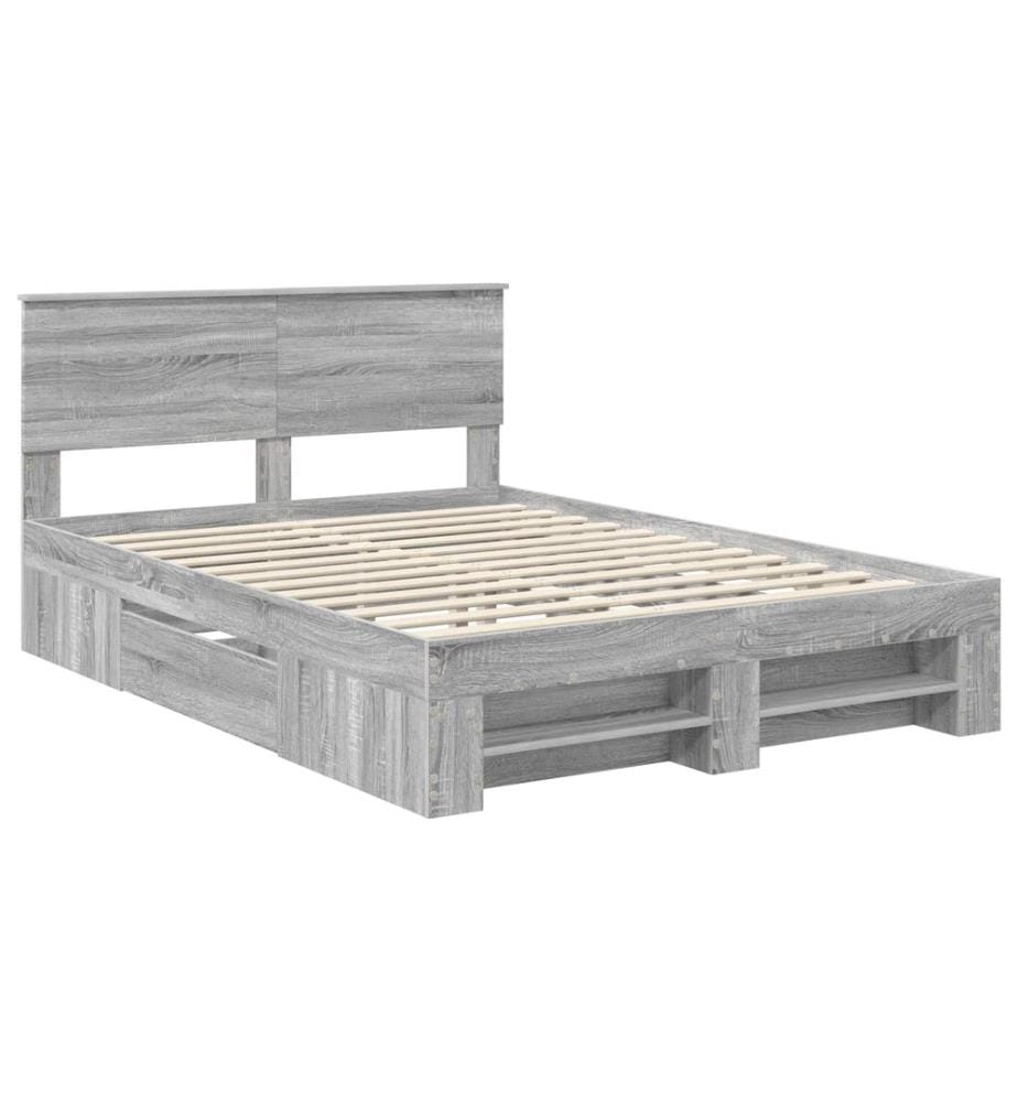 Cadre de lit Gris Sonoma 140 x 200 cm Bois d'ingénierie