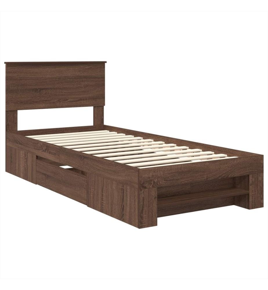 Bettrahmen Braun Eichen-Optik 100 x 200 m Holzwerkstoff
