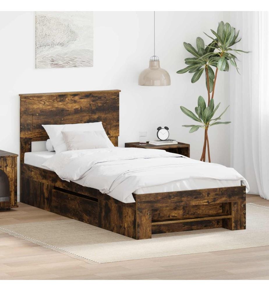 Bettrahmen Geräucherte Eiche 90 x 200 cm Holzwerkstoff
