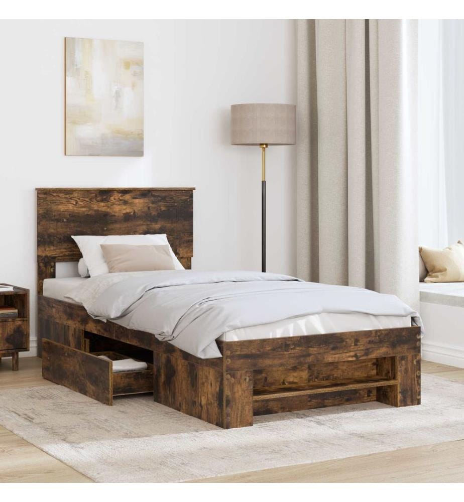 Bettrahmen Geräucherte Eiche 90 x 200 cm Holzwerkstoff