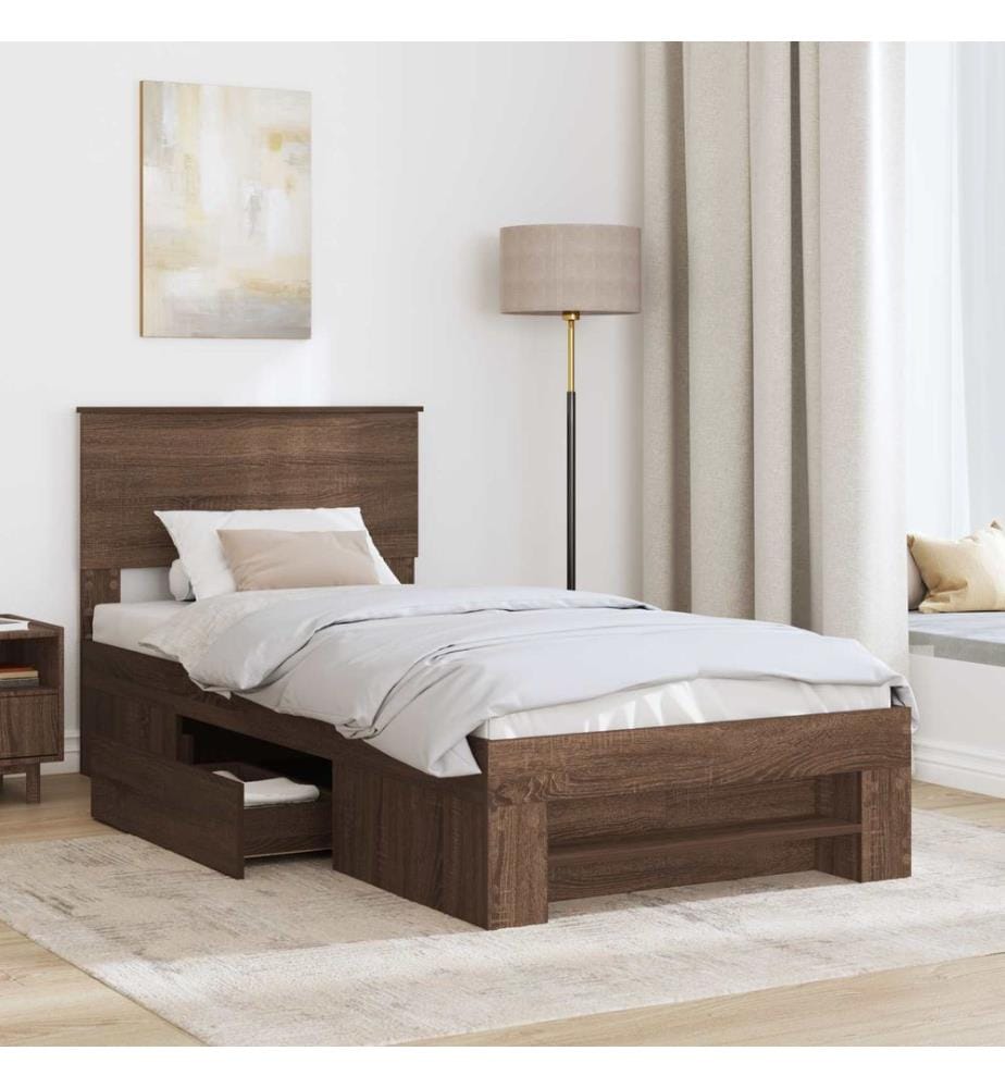 Bettrahmen Braun Eichen-Optik 90 x 200 cm Holzwerkstoff