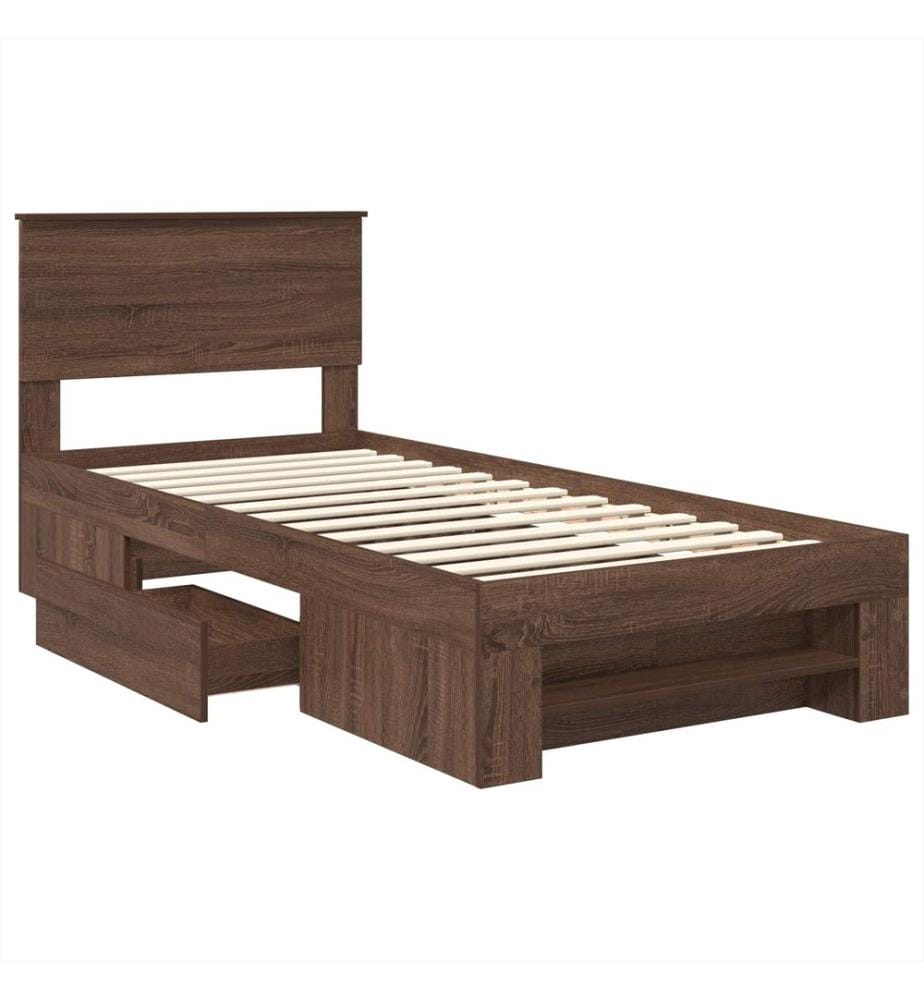 Bettrahmen Braun Eichen-Optik 80 x 200 cm Holzwerkstoff