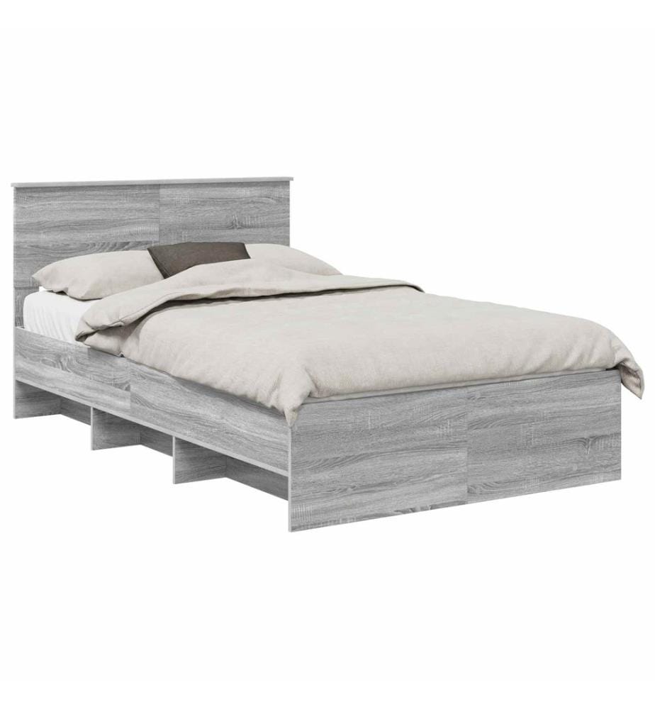 Cadre de lit Gris Sonoma 120 x 123 cm Bois d'ingénierie