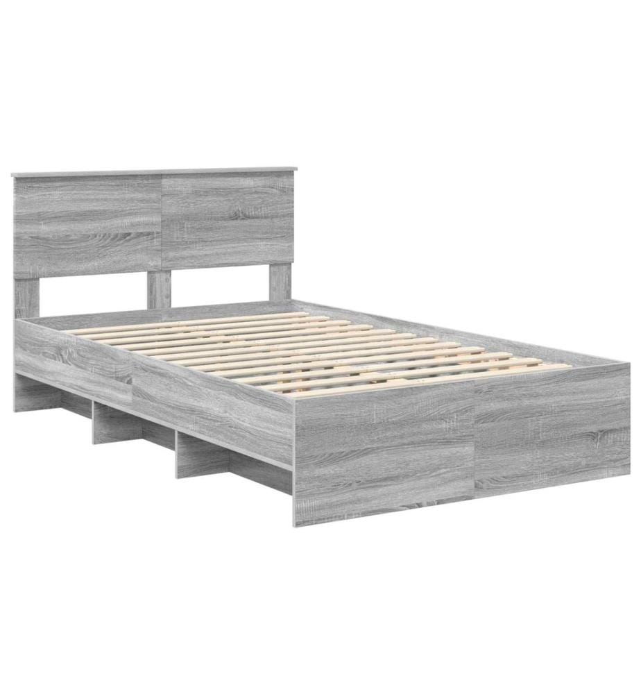 Cadre de lit Gris Sonoma 120 x 123 cm Bois d'ingénierie