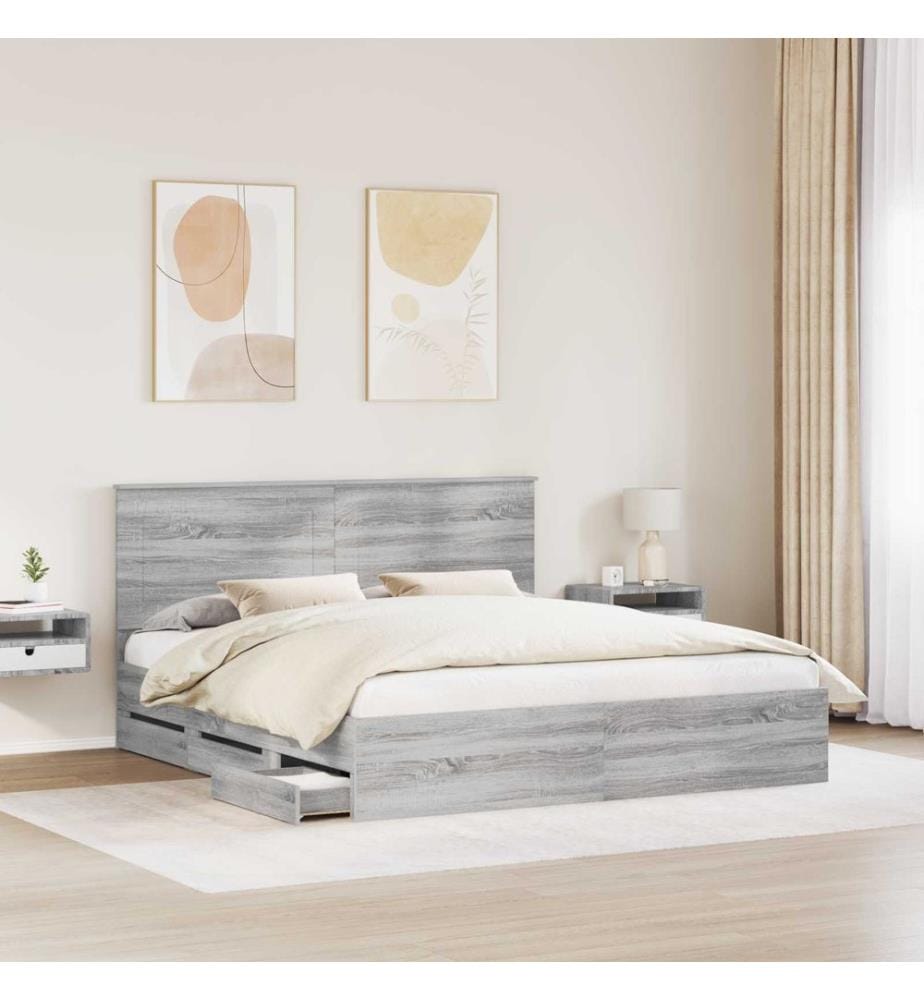 Cadre de lit Gris Sonoma 200 x 200 cm Bois Ingénierie