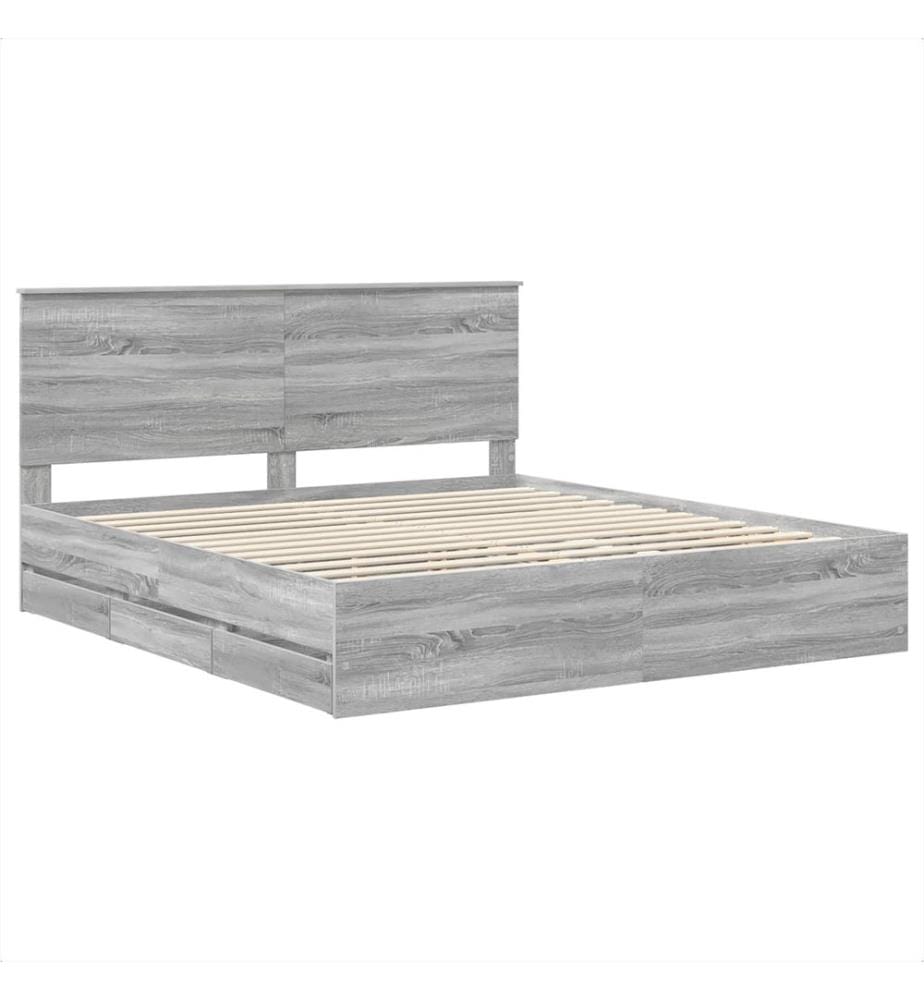 Cadre de lit Gris Sonoma 200 x 200 cm Bois Ingénierie