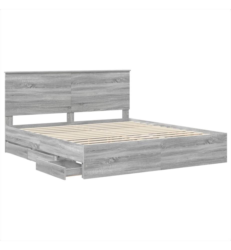 Cadre de lit Gris Sonoma 200 x 200 cm Bois Ingénierie