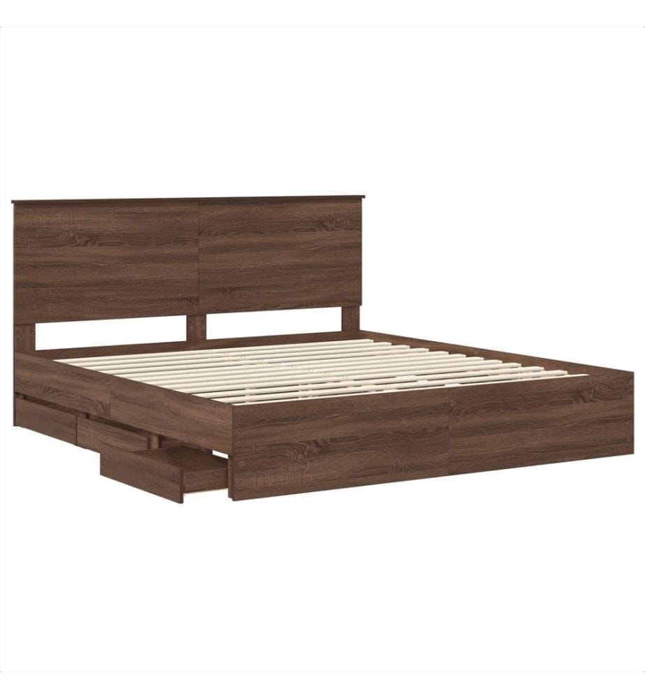 Bettrahmen Braun Eichen-Optik 200 x 200 cm Ingenieurs Holz