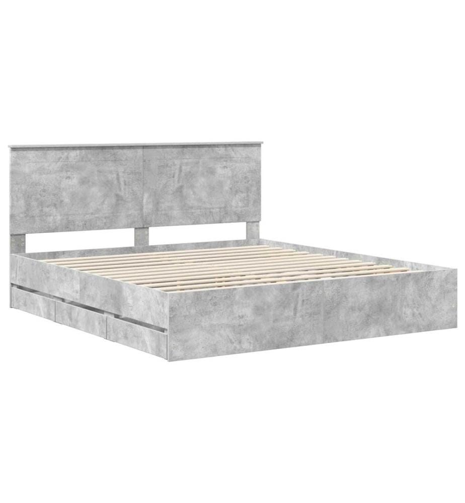 Cadre de lit Gris béton 180 x 200 cm Bois Ingénierie