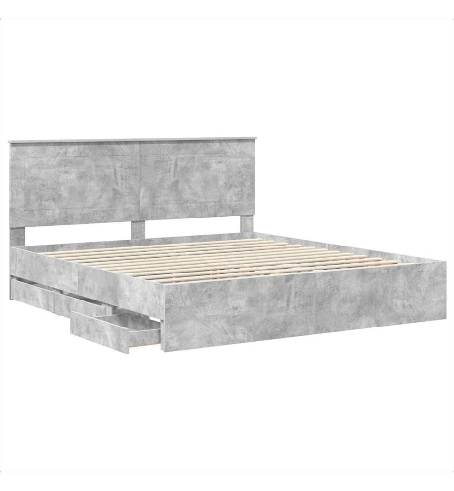 Cadre de lit Gris béton 180 x 200 cm Bois Ingénierie