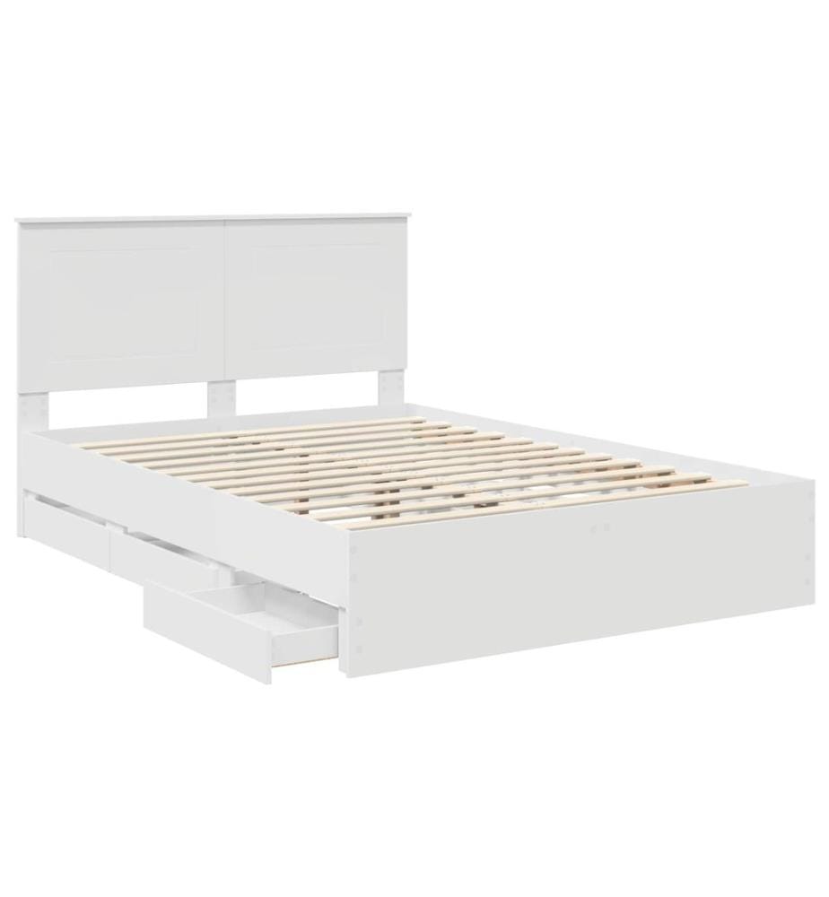 Bettrahmen mit Schubladen Weiss 140 x 190 cm Ingenieurs Holz