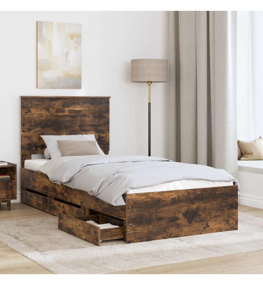 Bettrahmen Geräucherte Eiche 100 x 200 cm Ingenieurs Holz