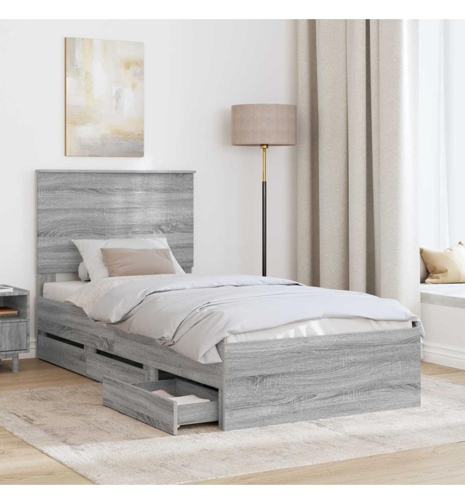 Cadre de lit Gris Sonoma 100 x 200 cm Bois Ingénierie