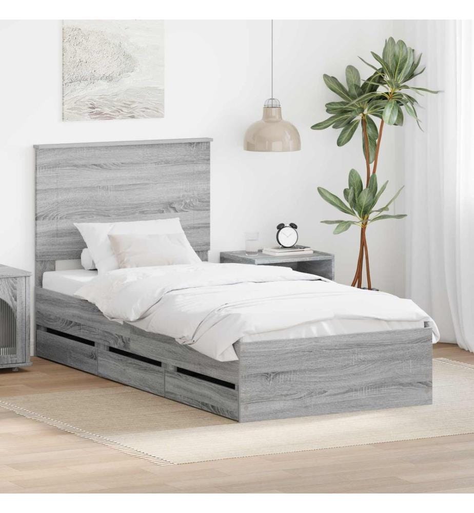 Cadre de lit Gris Sonoma 75 x 190 cm Bois Ingénierie