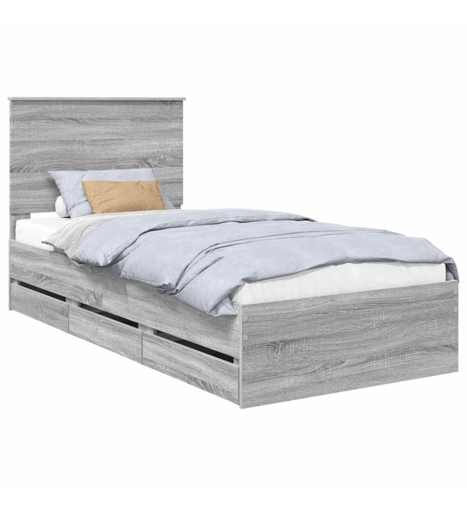 Cadre de lit Gris Sonoma 75 x 190 cm Bois Ingénierie