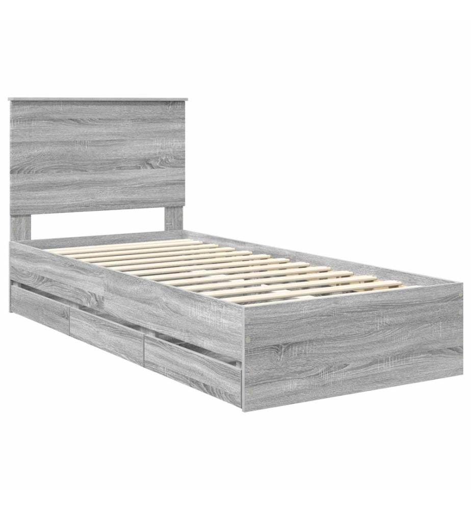 Cadre de lit Gris Sonoma 75 x 190 cm Bois Ingénierie