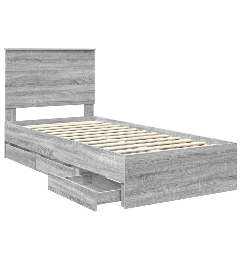 Cadre de lit Gris Sonoma 75 x 190 cm Bois Ingénierie