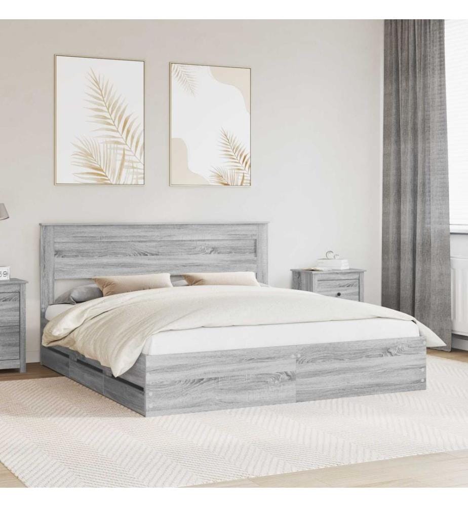 Cadre de lit Gris Sonoma 180 x 200 cm Bois Ingénierie