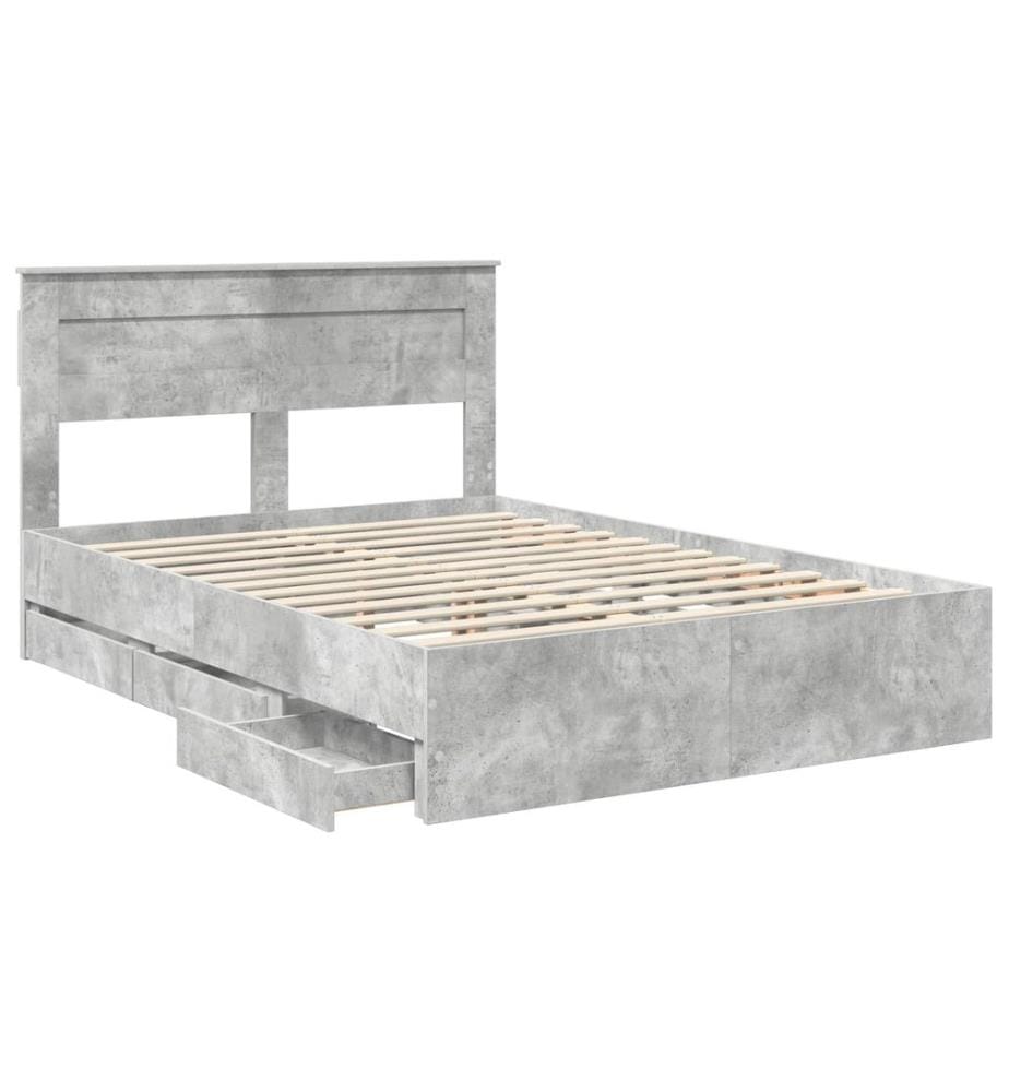Cadre de lit Gris béton 140 x 190 cm Bois Ingénierie