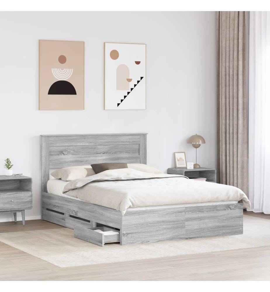 Cadre de lit Gris Sonoma 140 x 200 cm Bois Ingénierie