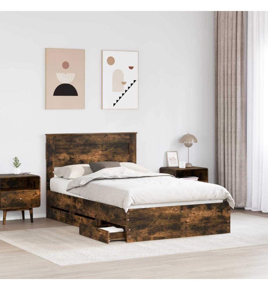 Bettrahmen Geräucherte Eiche 120 x 200 cm Ingenieurs Holz