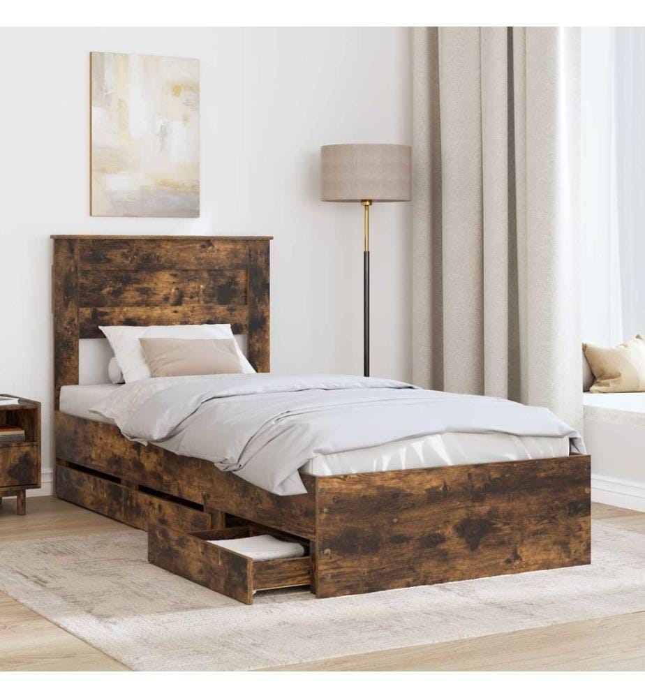 Bettrahmen Geräucherte Eiche 90 x 190 cm Ingenieurs Holz