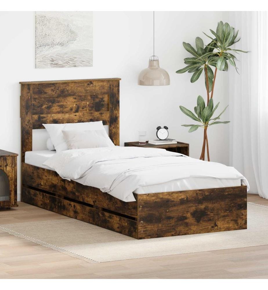 Bettrahmen Geräucherte Eiche 90 x 200 cm Ingenieurs Holz