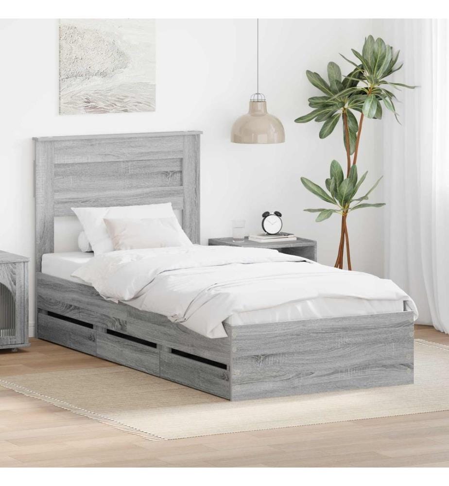 Cadre de lit Gris Sonoma 90 x 200 cm Bois Ingénierie