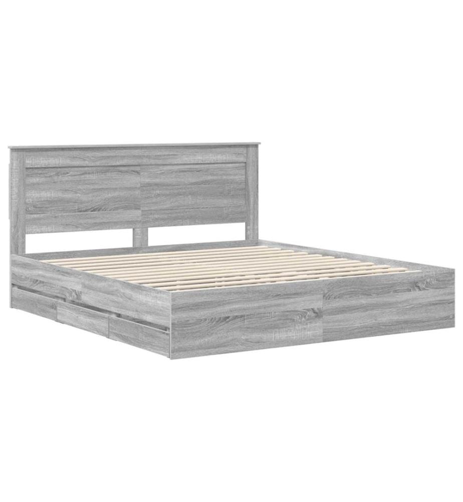 Cadre de lit Gris Sonoma 200 x 200 cm Bois Ingénierie
