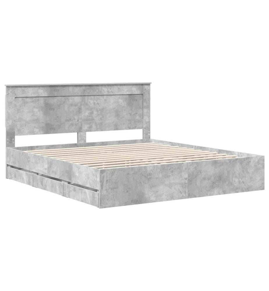 Cadre de lit Gris béton 180 x 200 cm Bois Ingénierie