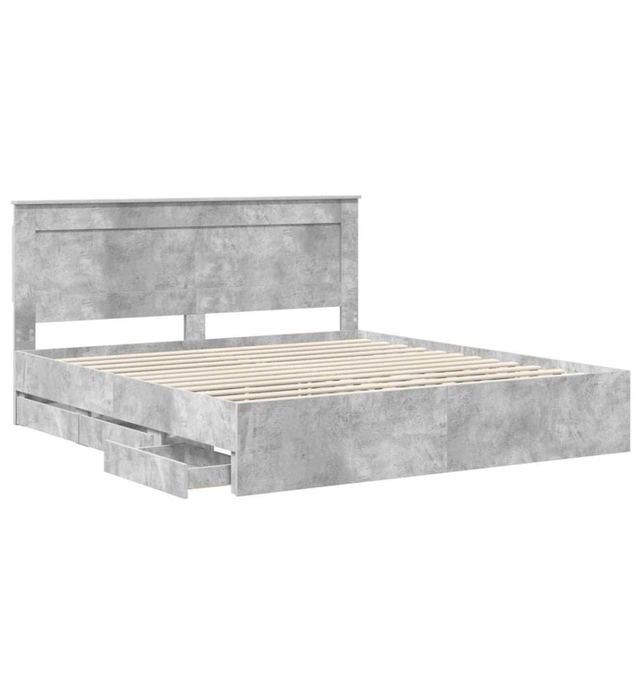 Cadre de lit Gris béton 180 x 200 cm Bois Ingénierie