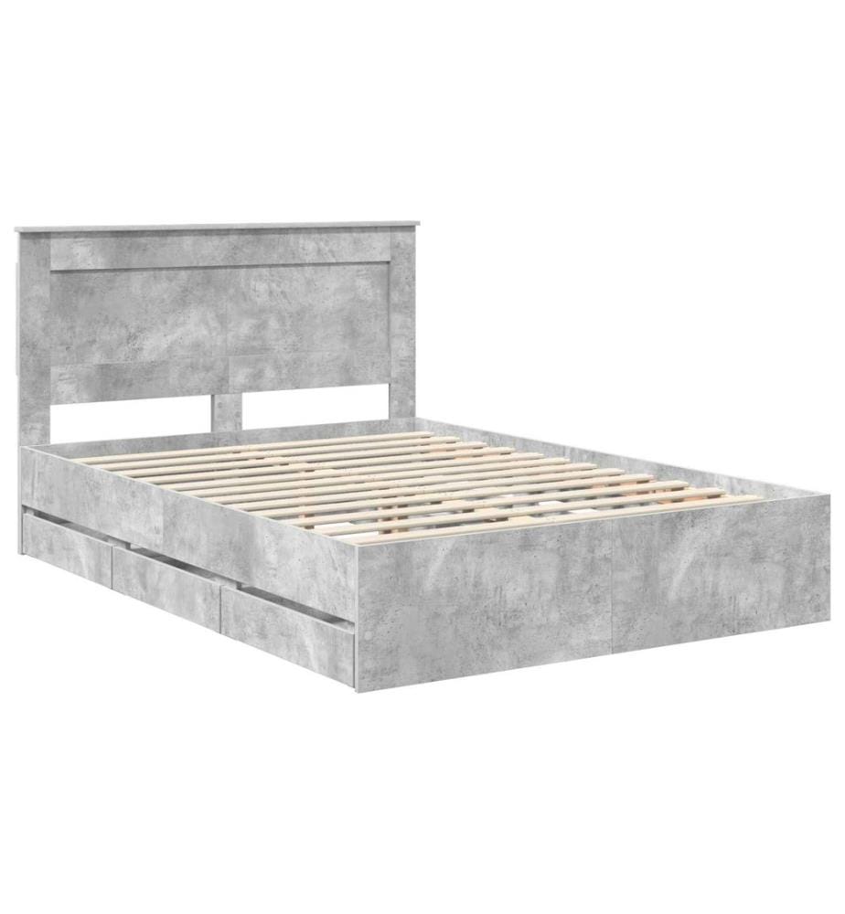 Cadre de lit Gris béton 160 x 200 cm Bois Ingénierie