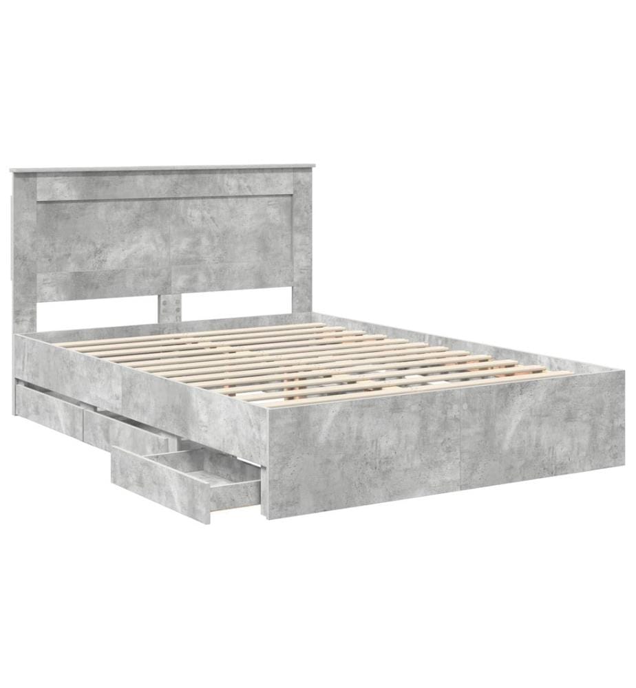 Cadre de lit Gris béton 160 x 200 cm Bois Ingénierie
