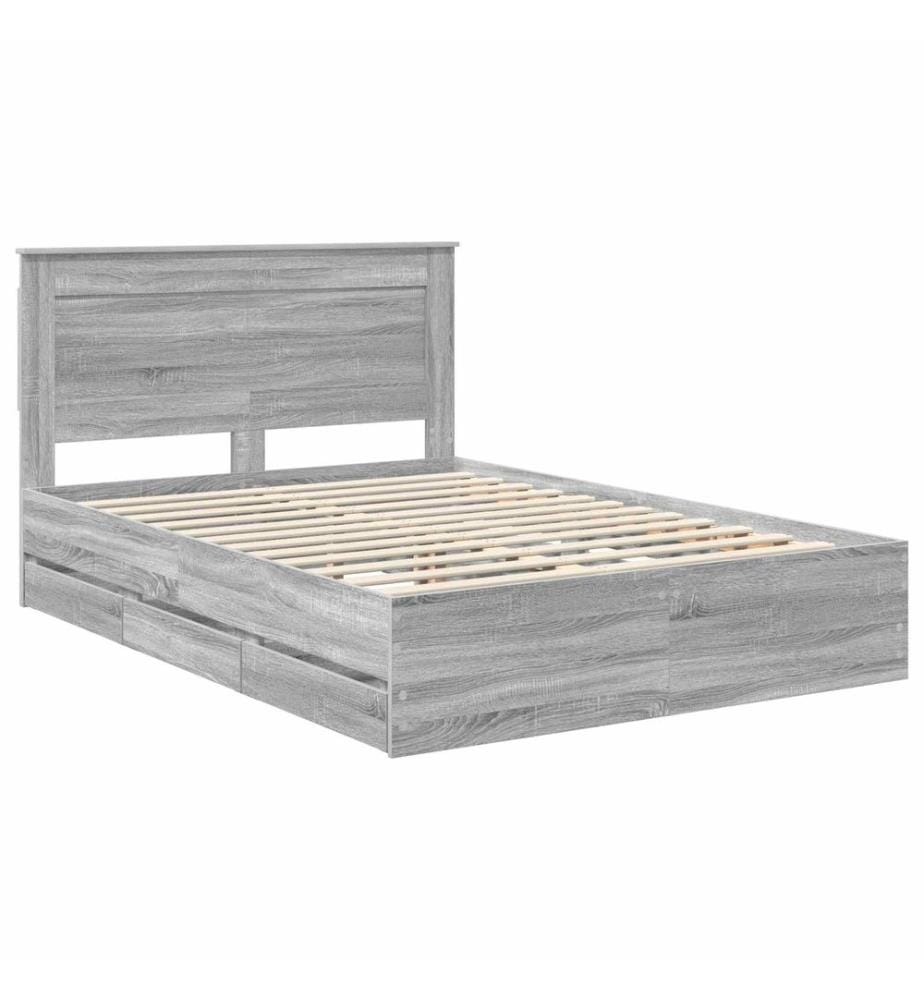 Cadre de lit Gris Sonoma 140 x 190 cm Bois Ingénierie