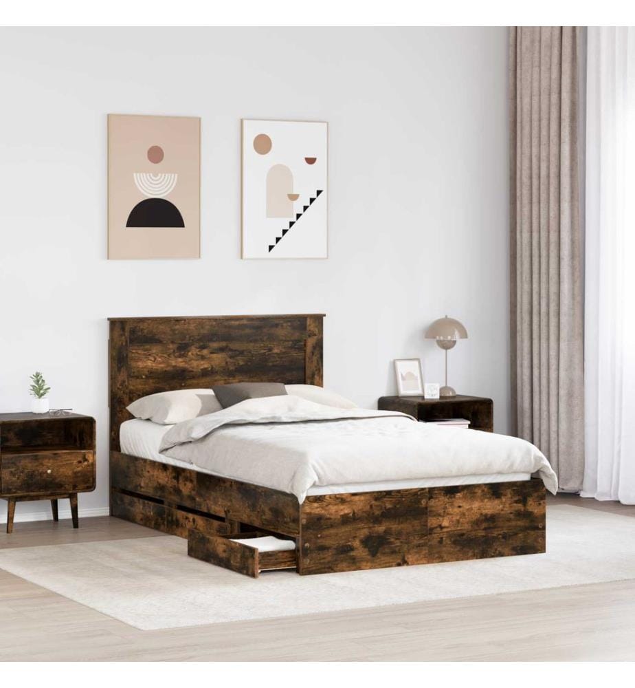 Bettrahmen Geräucherte Eiche 120 x 200 cm Ingenieurs Holz