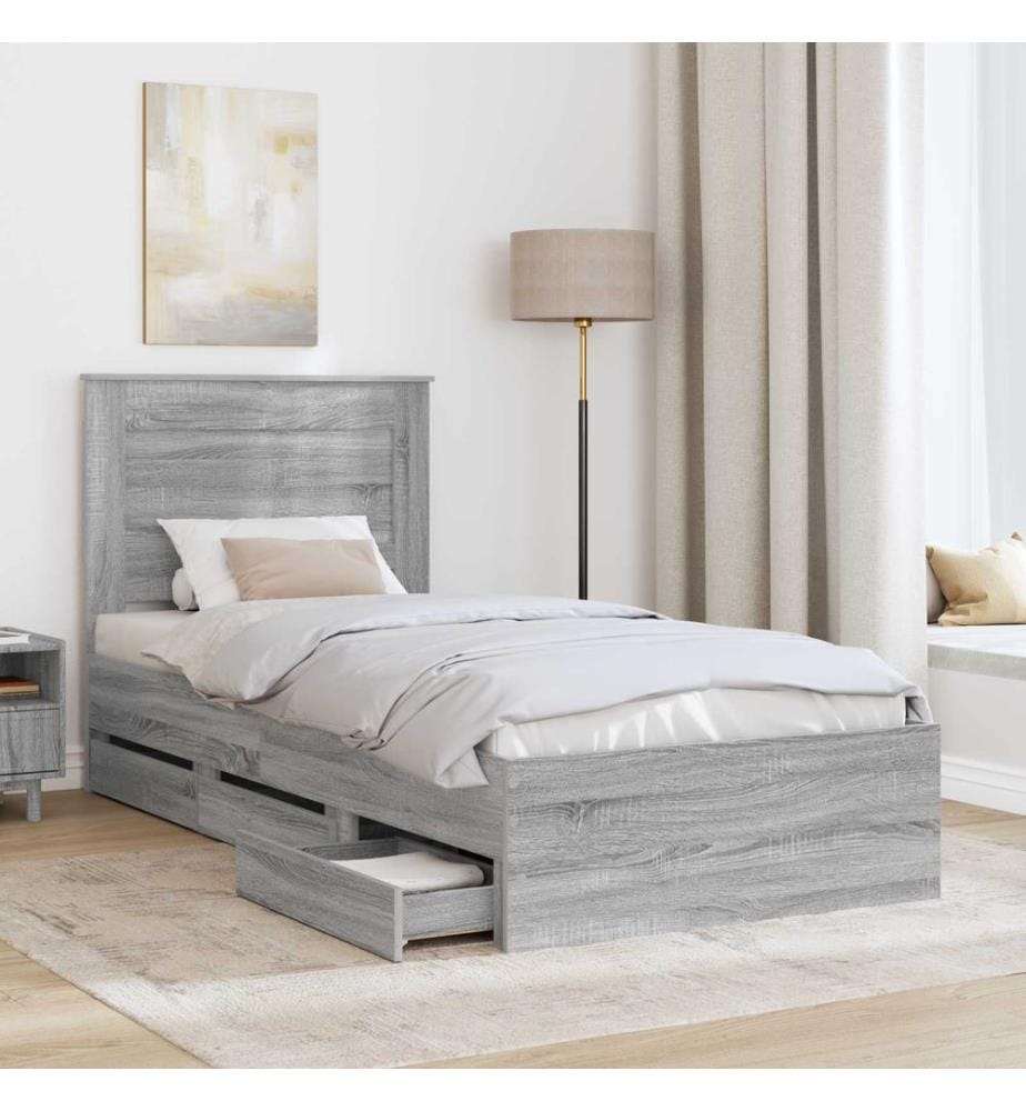 Cadre de lit Gris Sonoma 75 x 190 cm Bois Ingénierie