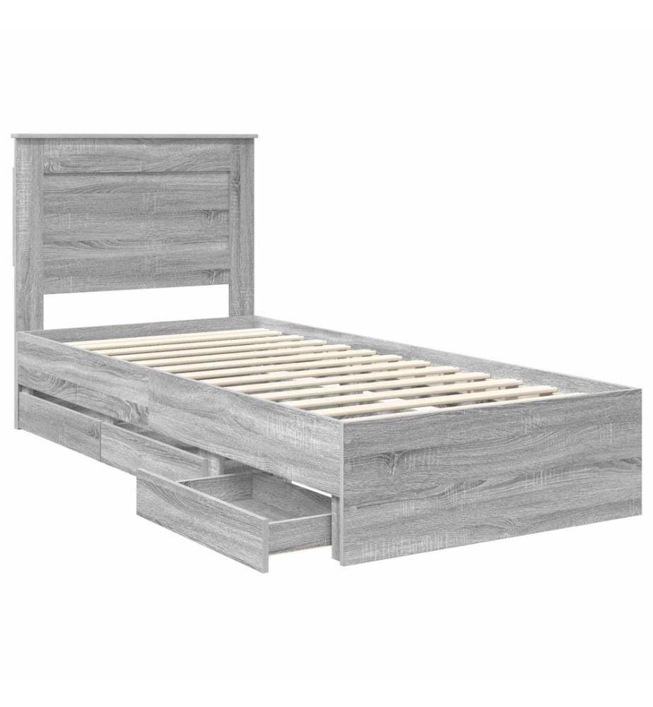 Cadre de lit Gris Sonoma 75 x 190 cm Bois Ingénierie