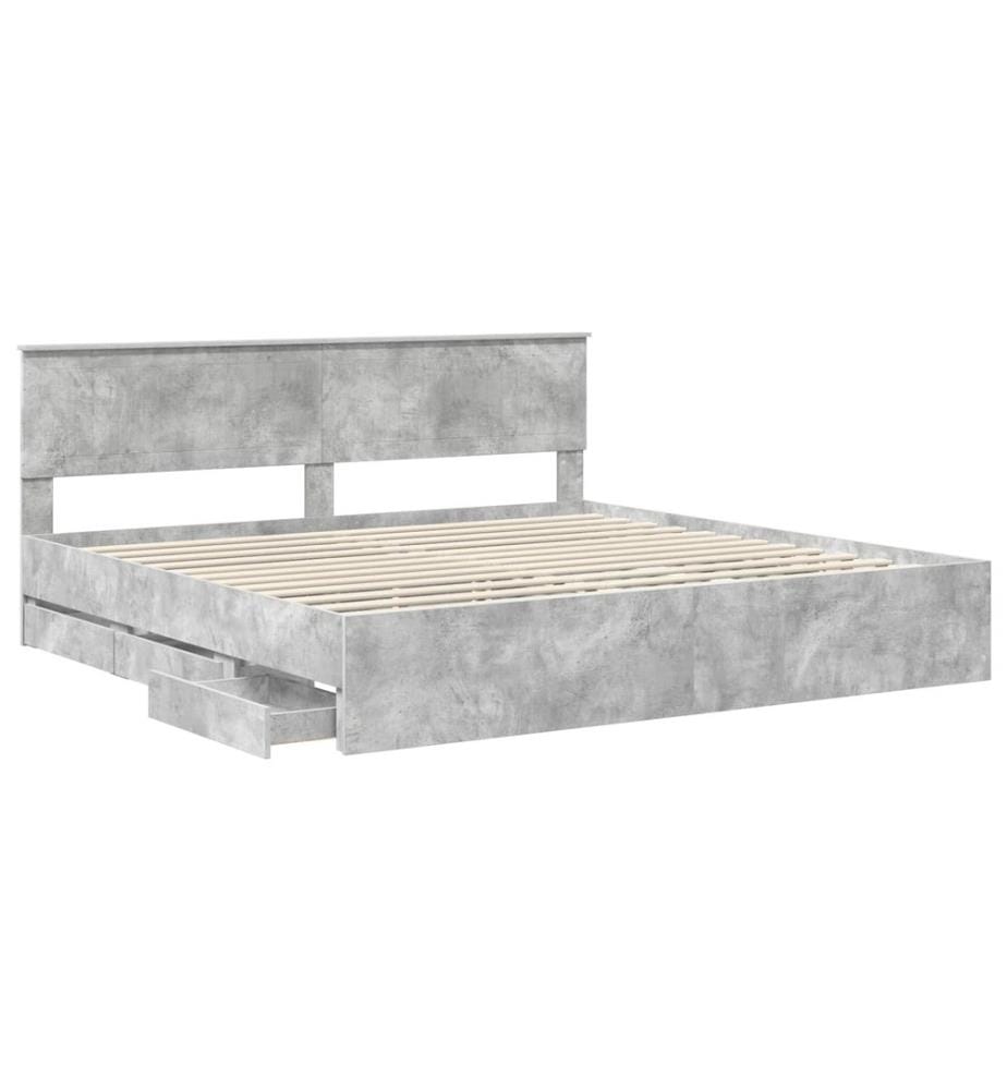 Cadre de lit Gris béton 200 x 200 cm Bois Ingénierie