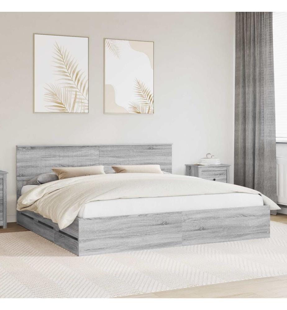 Cadre de lit Gris Sonoma 200 x 200 cm Bois Ingénierie