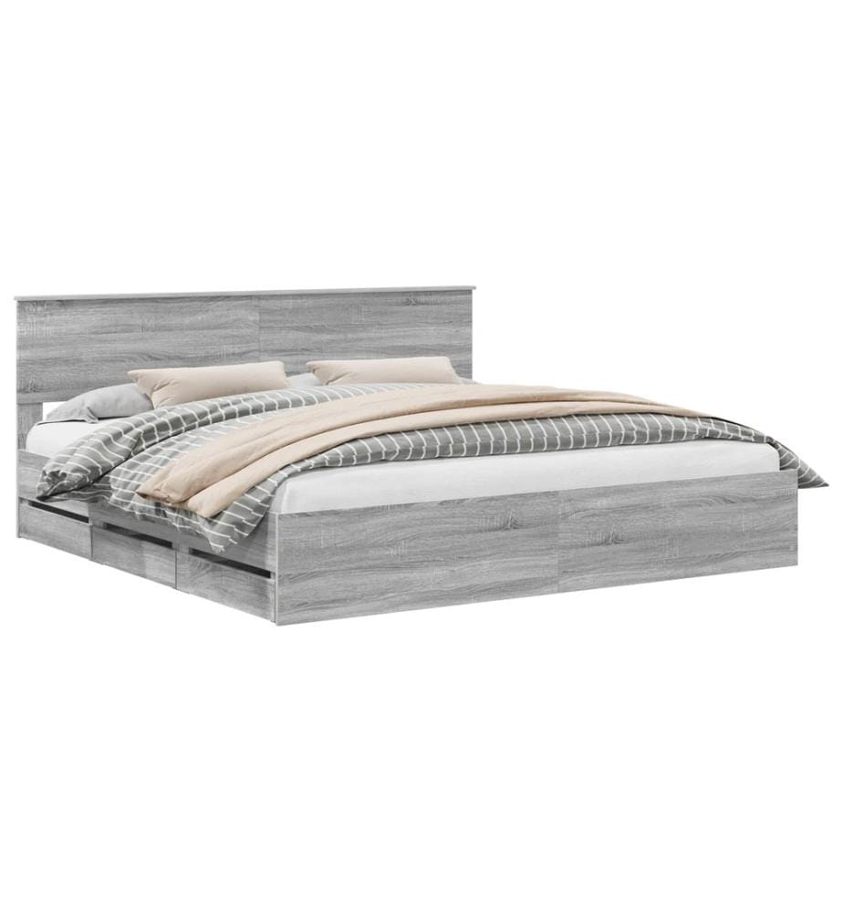 Cadre de lit Gris Sonoma 200 x 200 cm Bois Ingénierie