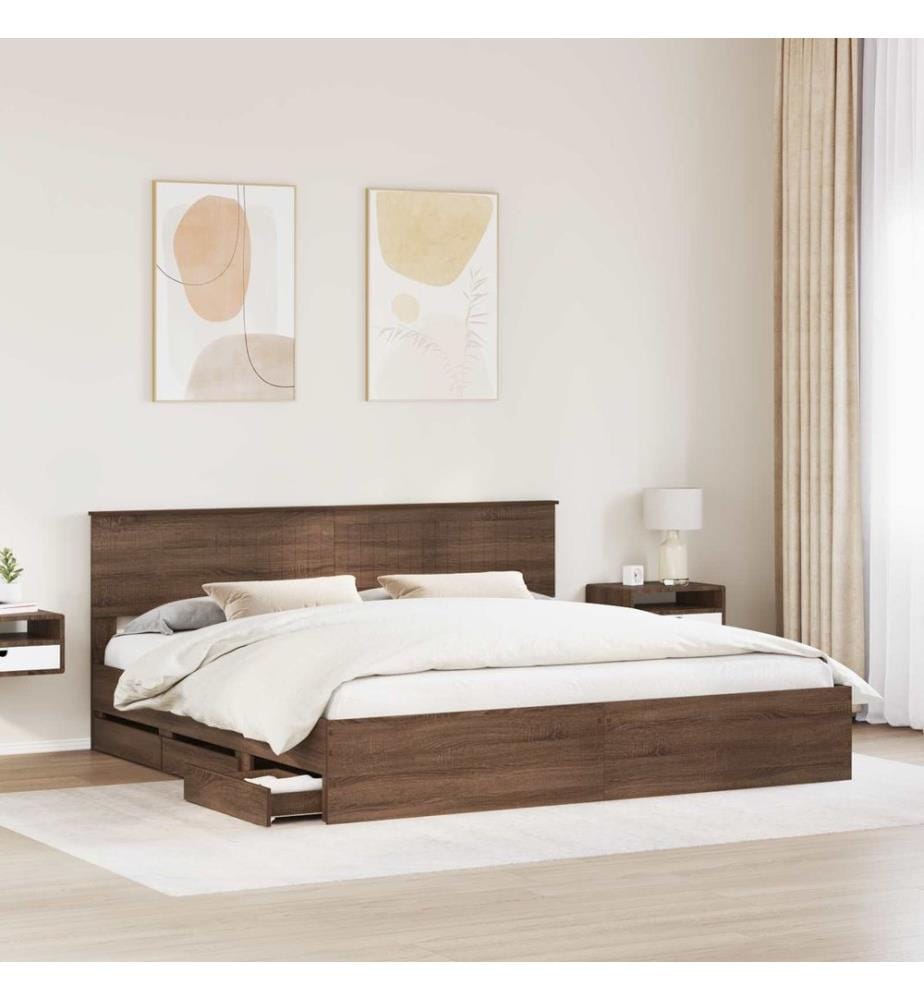 Bettrahmen Braun Eichen-Optik 200 x 200 cm Ingenieurs Holz