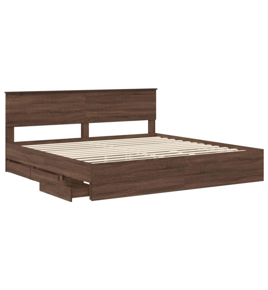 Bettrahmen Braun Eichen-Optik 200 x 200 cm Ingenieurs Holz