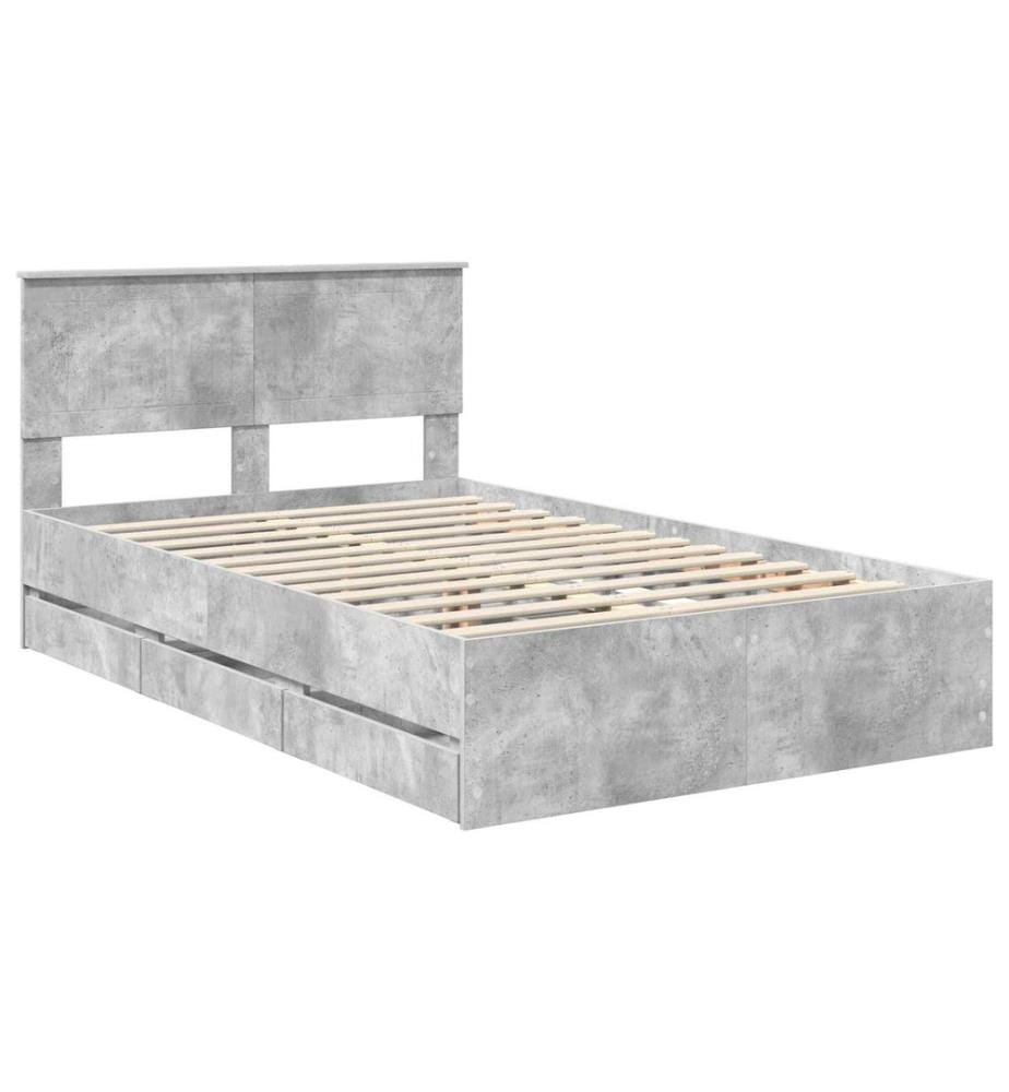 Cadre de lit Gris béton 120 x 190 cm Bois Ingénierie