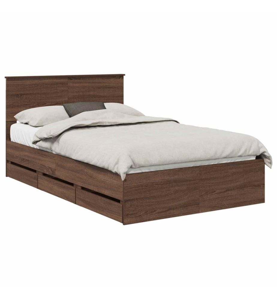 Bettrahmen Braun Eichen-Optik 120 x 200 cm Ingenieurs Holz