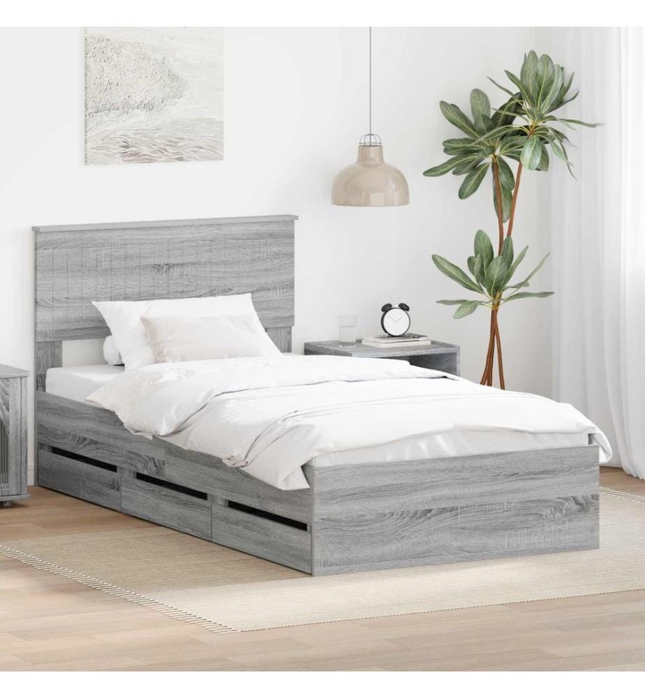 Cadre de lit Gris Sonoma 100 x 200 cm Bois Ingénierie