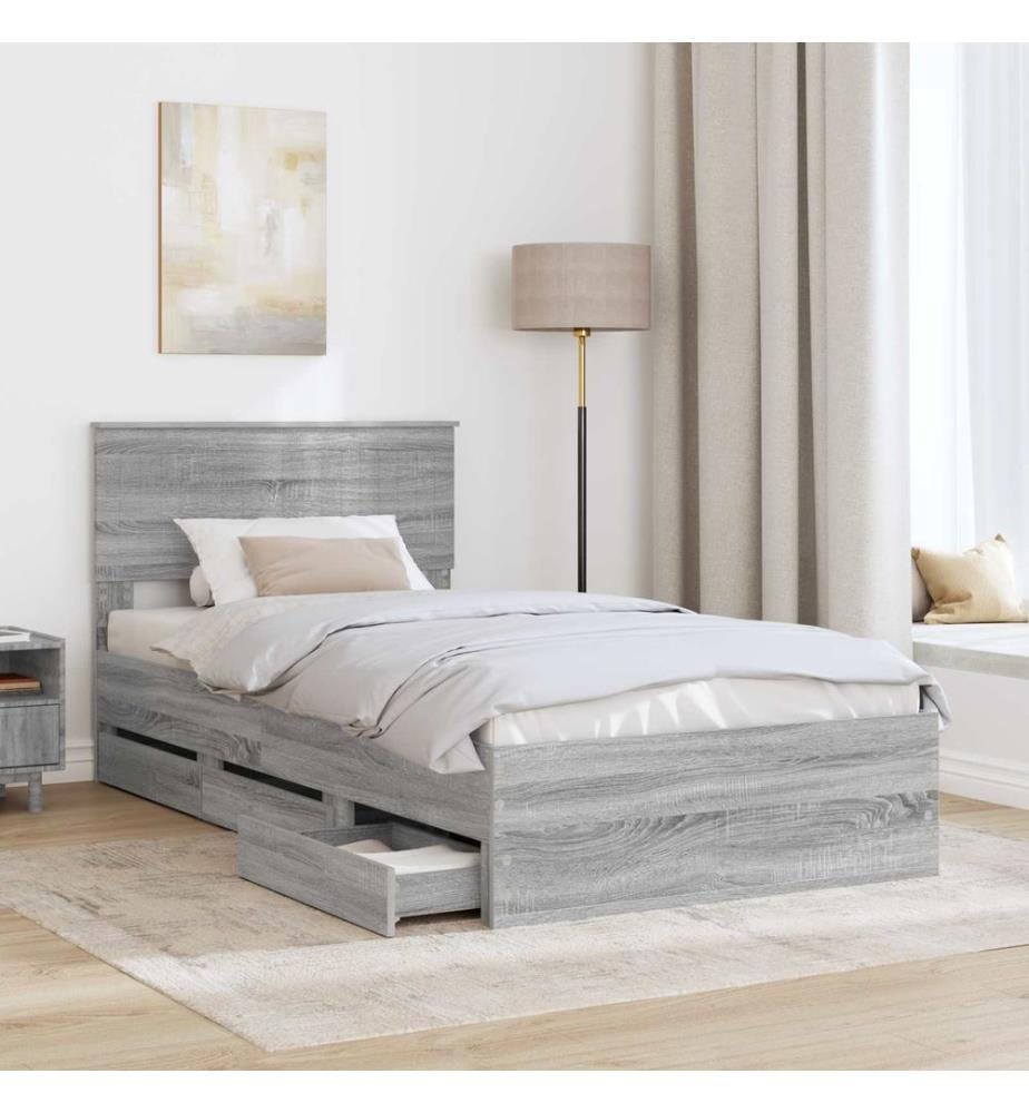 Cadre de lit Gris Sonoma 100 x 200 cm Bois Ingénierie
