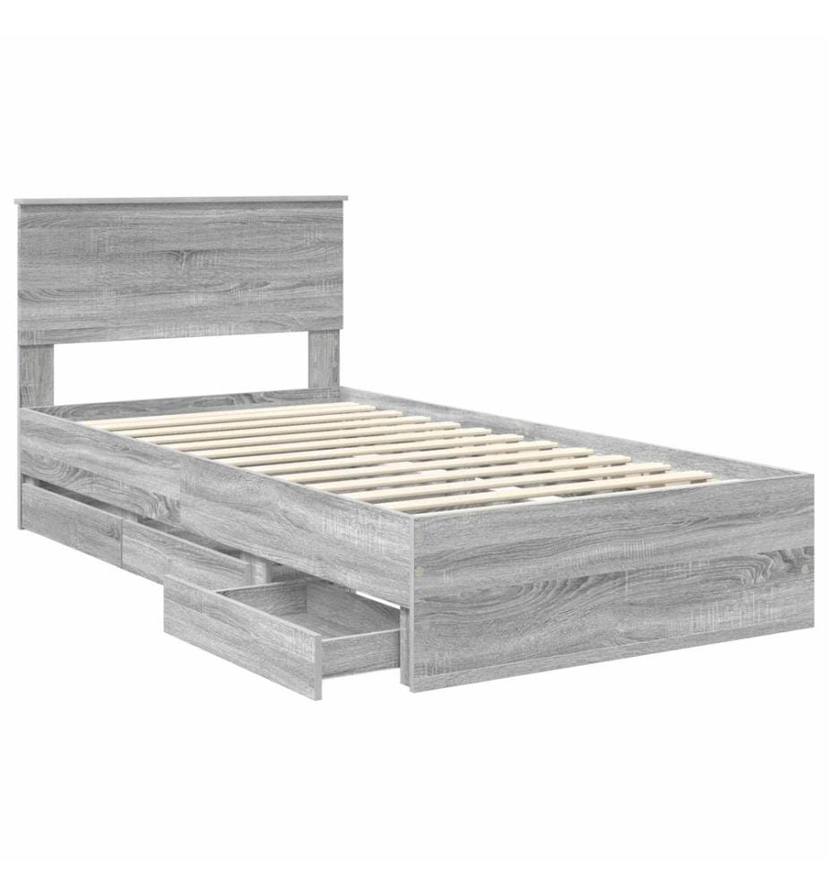 Cadre de lit Gris Sonoma 100 x 200 cm Bois Ingénierie