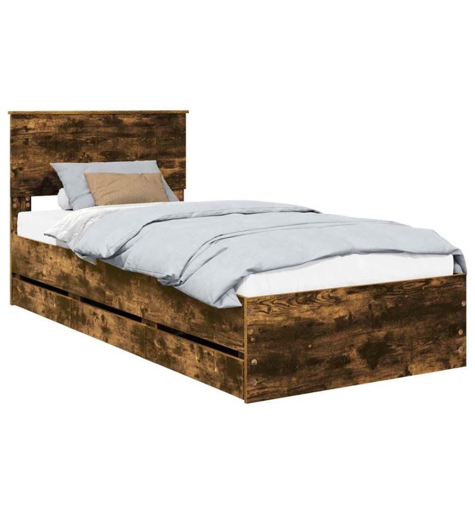 Bettrahmen Geräucherte Eiche 90 x 200 cm Ingenieurs Holz